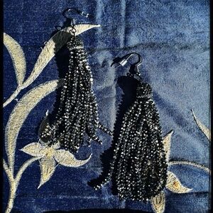 Silver crystal fringe tassels
